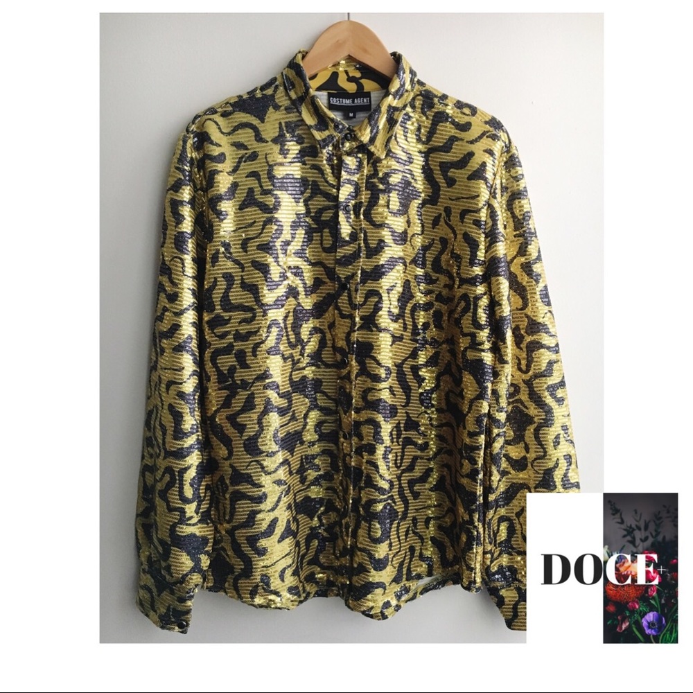 COSTUME AGENT Yellow + Navy Sequin Shirt